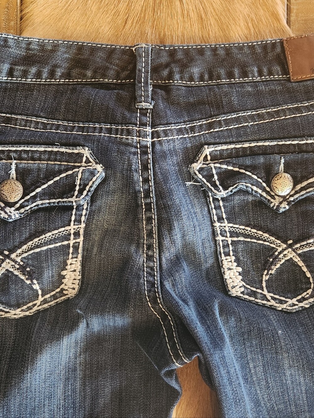 Maurices Dark Blue Jeans with White Contrast Stitching